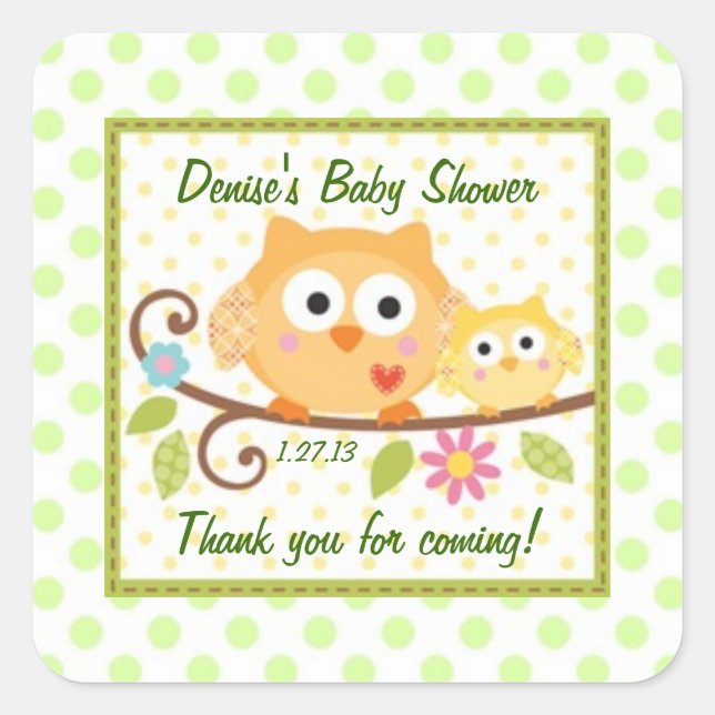 Étiquette Baby shower de Cute Owls (Devant)