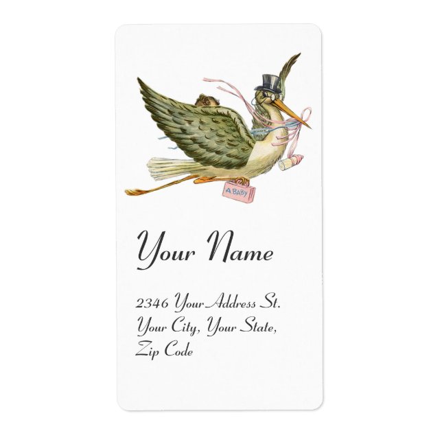 Étiquette BABY SHOWER DE FILLE STORL, Blanc rose (Devant)