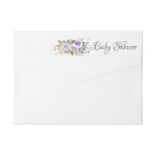 Étiquette Baby shower de fleurs de lavande moderne