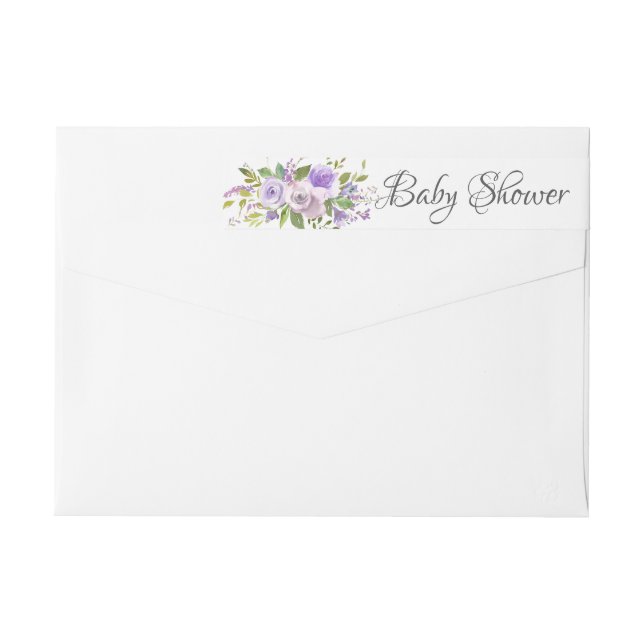 Étiquette Baby shower de fleurs de lavande moderne (Dos)
