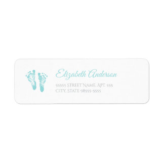 Étiquette Baby shower de garçon simple Empreintes bleues pré