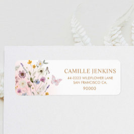 Étiquette Baby shower de jardin floral papillon