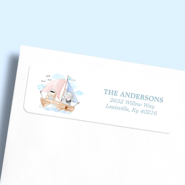 Étiquette Baby shower de l'éléphant nautique (Créateur téléchargé)