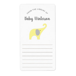 Étiquette Baby shower de livre Neutre Genre Eléphant