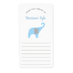Étiquette Baby shower de livres Blue Elephant, plaques