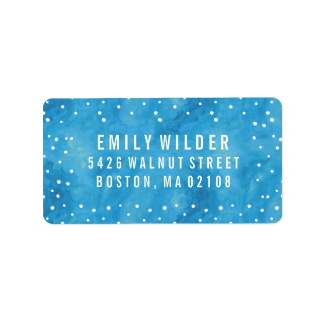 Étiquette Baby shower de points d'aquarelle bleu (Devant)