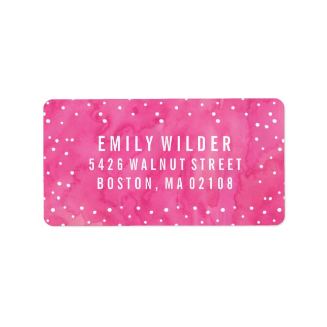 Étiquette Baby shower de points d'aquarelle rose (Devant)