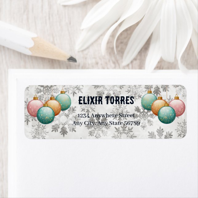Étiquette Baby shower d'ornements de boules de neige d'hiver (En situation)