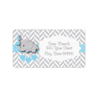 Baby shower éléphant bleu, blanc et gris pour bébé