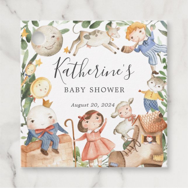 Étiquette Baby shower Favoriser Rhymes (Devant)