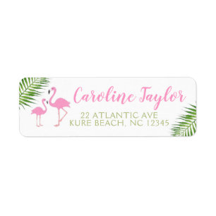Étiquette Baby shower Flamant rose Floral Aquarelle