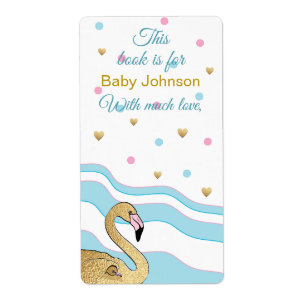 Étiquette Baby shower "Flamant rose maman" Boite Feuille de 