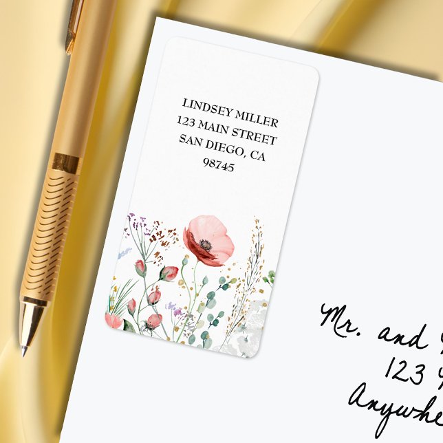 Étiquette Baby shower Fleur sauvage aquarelle Adresse de ret (Watercolor wildflowers baby shower return address labels)
