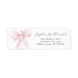 Étiquette Baby shower Floral Bow rose Adresse de retour