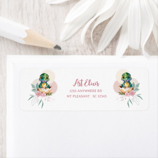 Étiquette Baby shower floral d'éclosion d'alligator pour béb (En situation)