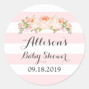 Étiquette Baby shower Floral rose