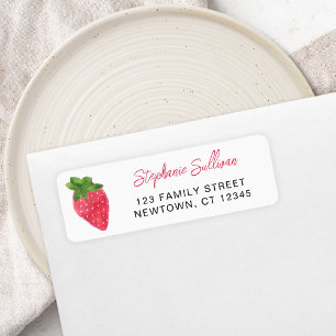 Étiquette Baby shower fraise Adresse de retour