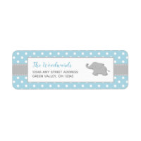 Baby Shower Garçon Eléphant Bleu Gris à Points