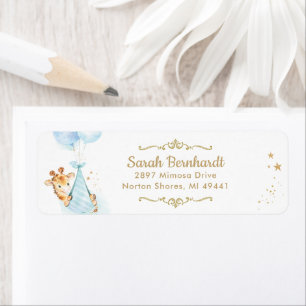 Étiquette Baby shower garçon Giraffe Cute Adresse de retour