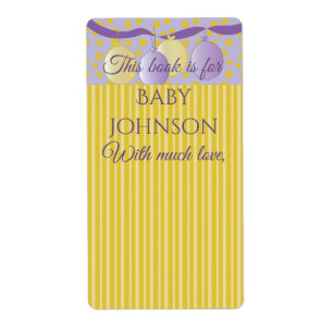 Étiquette Baby shower "Gold/Lavender" Feuille plaque de 8