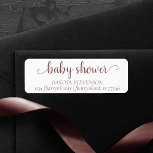 Étiquette Baby shower Mauve Dusty Pink Adresse de retour