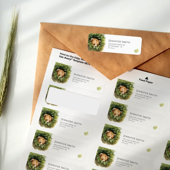 Étiquette Baby shower Ours Bébé Sleepy Whimsical (Créateur téléchargé)