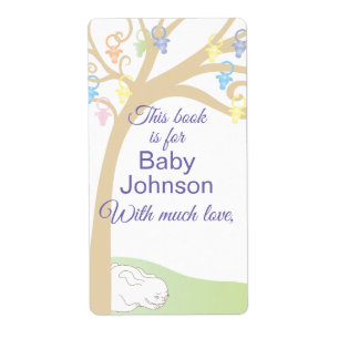 Étiquette Baby shower "Paci Bunny" Boite Feuille de 8