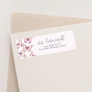 Étiquette Baby shower papillon rose et pourpre Adresse de re