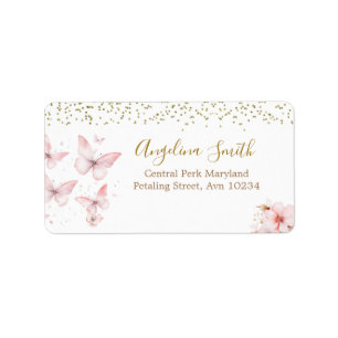 Étiquette Baby shower papillon rose fille