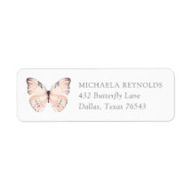 Baby shower papillon rose floral Adresse de retour
