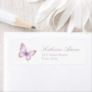 Étiquette Baby Shower Papillon Violet Bébé