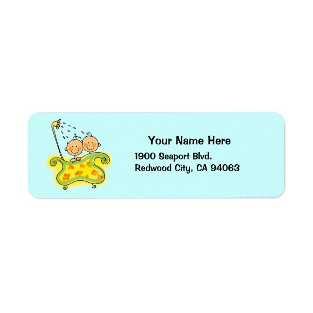 Étiquette Baby shower pour jumeaux (garçon) (Devant)