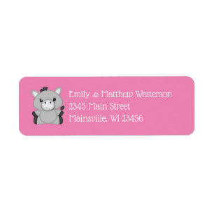 Étiquette Baby shower rose âne