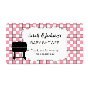 Étiquette Baby shower rose BaBy-Q en faveur ou bouteille d'e