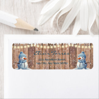 Étiquette Baby shower rustique moderne élégant Blue Snowman