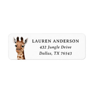 Étiquette Baby shower Safari Giraffe Adresse de retour Label