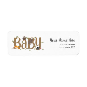 Étiquette Baby shower Sleepy Woodland Animaux