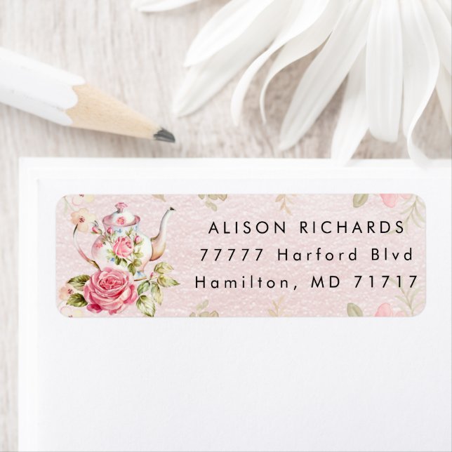 Étiquette Baby shower Tea Party Retour (En situation)