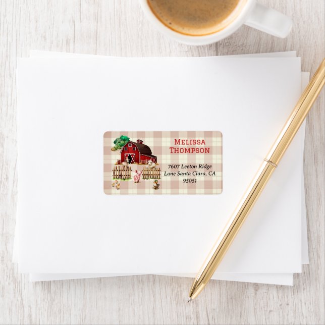 Étiquette Baby shower tendance Barnyard Farm Animaux Adresse (En situation)