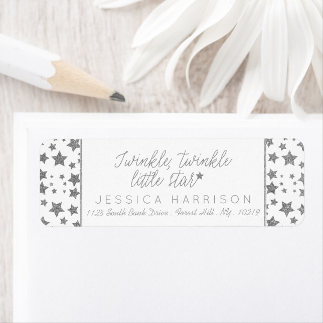 Étiquette Baby shower Twink, Twinkle Little Star (En situation)