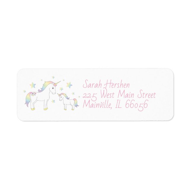 Étiquette Baby shower Unicorne Rainbow Pastel (Devant)