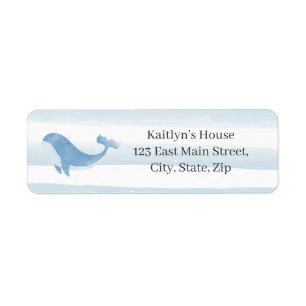 Étiquette Baby shower Watercolor Blue Whale