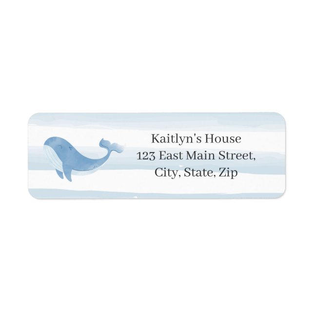 Étiquette Baby shower Watercolor Blue Whale (Devant)