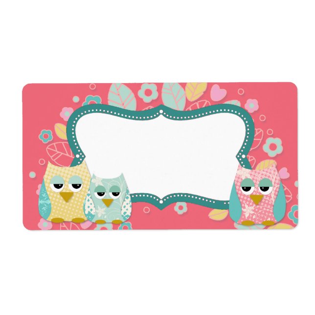 Étiquette Baby shower Whimsical Cute Fun Swirl Owl Blank (Devant)