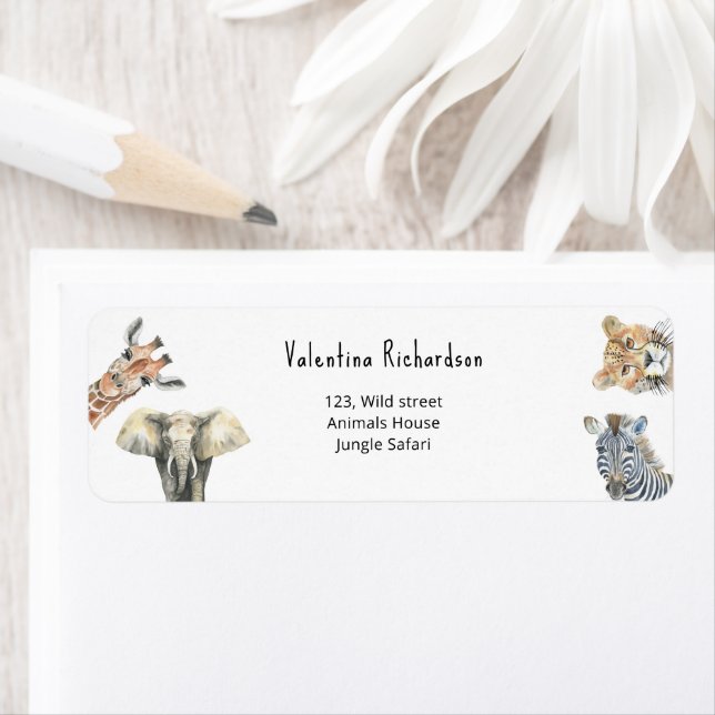Étiquette Baby shower Wild One Safari Animaux (En situation)