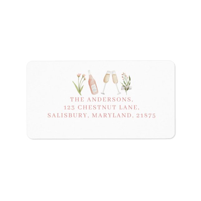 Étiquette Bachelorette de champagne moderne rose girly éléga (Devant)