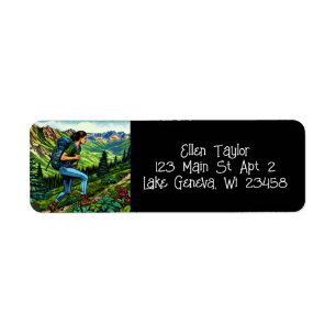Étiquette Backpacking Girl Randonnée le sentier