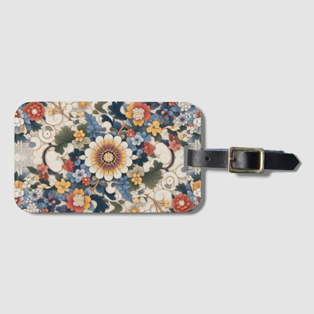 étiquette bagage avec motif coréen traditionnel (Devant Horizontal)