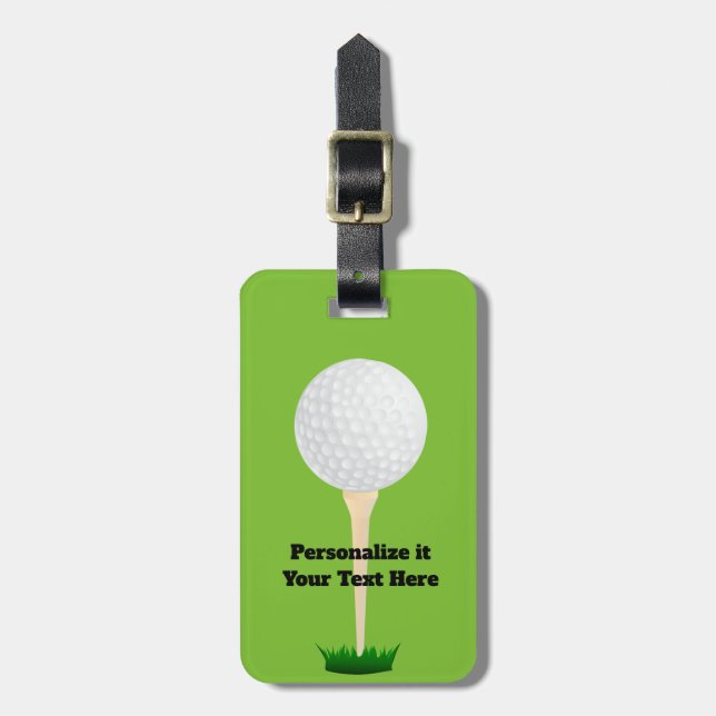 étiquette bagage balle de golf et tee on green (Devant Vertical)