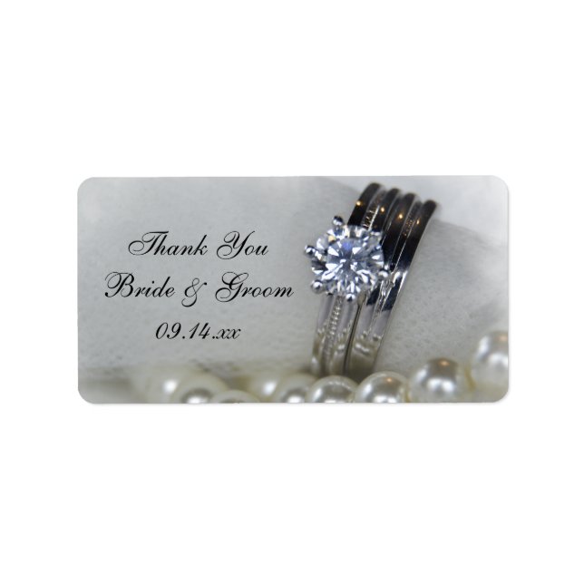 Étiquette Bagues Diamond Perles Mariage Merci Favor Balise (Devant)